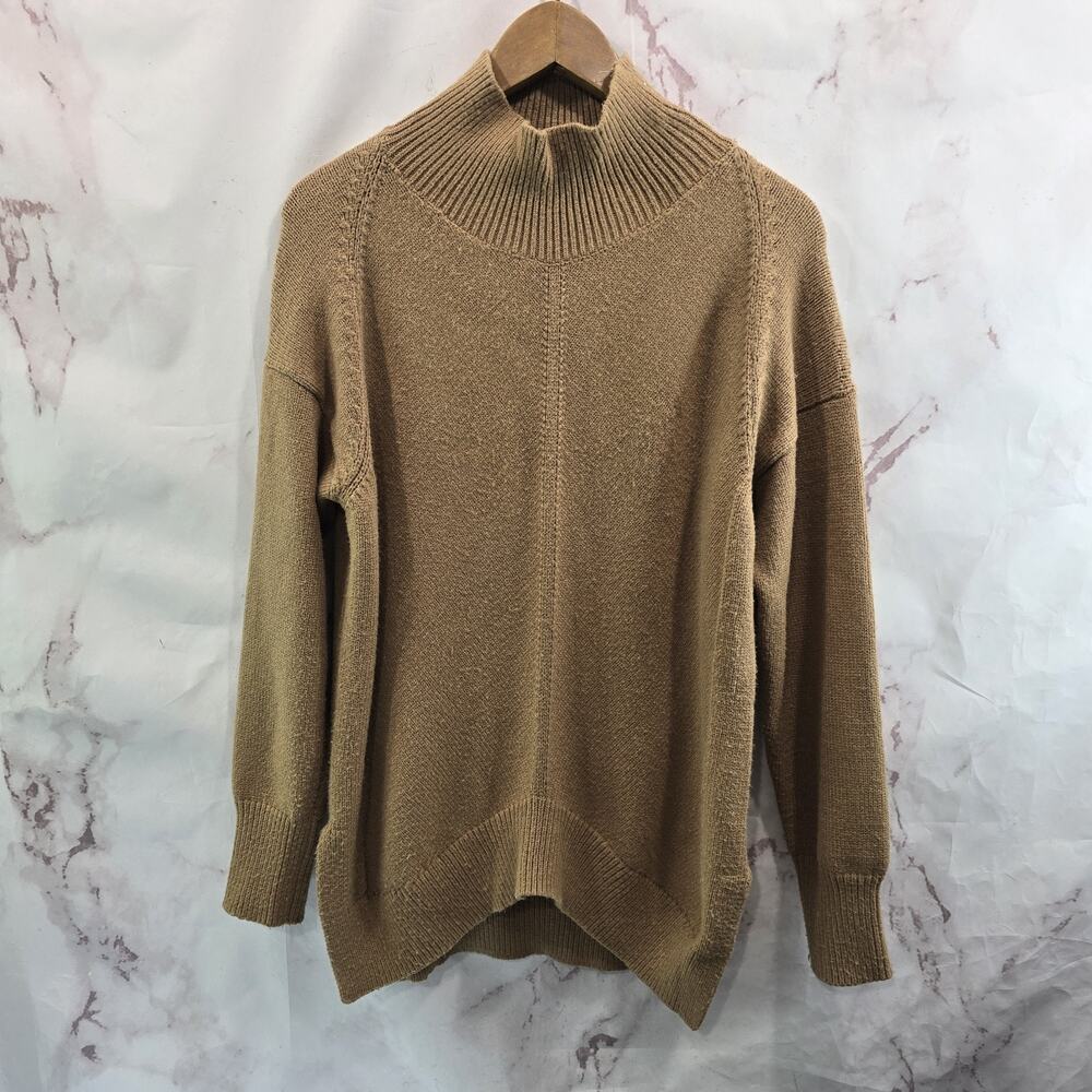 Anthropologie Sweater Womens XS Brown Tan Mock Maeve Oversized Drop Shoulder